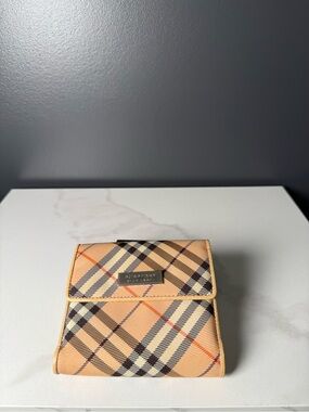 Burberry Beige and Black Check Small Flap Wallet